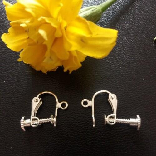 20pcs/Lot Prevent Allergy Painless Adjustable Ear Clip Silver 13x16mm With Pendant Hole Fashion Diy Earrings Jewelry Accessories
