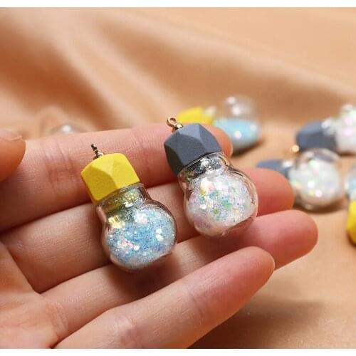 4pcs glittering sequined glass ball Earrings For Women wishing bottle pendant birthday gift creative diy keychain accessories