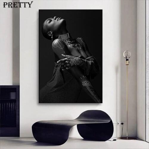 African Black Nude Woman Painting on Canvas Wall Art Picture Figure Looking Posters and Prints Scandinavian Living Room Decor