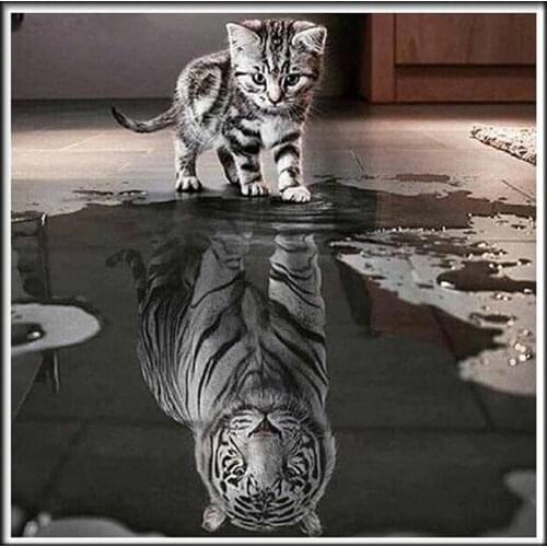 5D diamond painting tiger cat animal diamond embroidery full diamond mosaic home decoration Christmas products DIY handmade gift