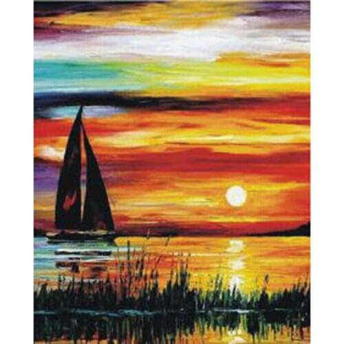 Diamond Painting 5D DIY Cartoon Painting Seaside Scenery Picture Square/Round Diamond Cross Stitch Embroidery Decoration WG3134