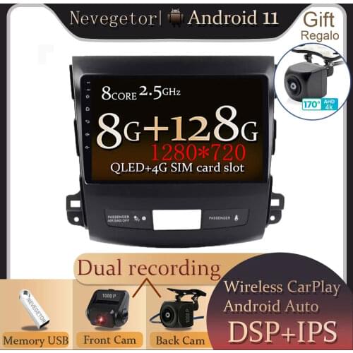 Android 10.0 4G+64G 4G Car Radio Multimedia Player Navigation GPS For Mitsubishi Outlander xl 2 2005-2011 4007 no 2din