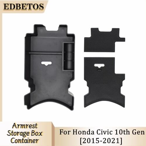 Car Styling Accessories 1PCS Plastic Interior Armrest Storage Box Organizer Case Container Tray For Honda Civic 10th Gen