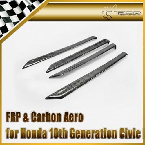Car-styling Carbon Fiber Inner Door Panel Trim 4pcs LHD Glossy Fibre Finish Interior Body Kit For 10th Generation Civic FC 4Dr