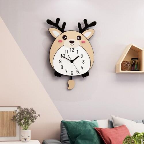 Large Squirrel Anime Silent Acrylic Decorative Wall Clocks Modern Design Living Room Home Decoration Wall Watch Wall Stickers