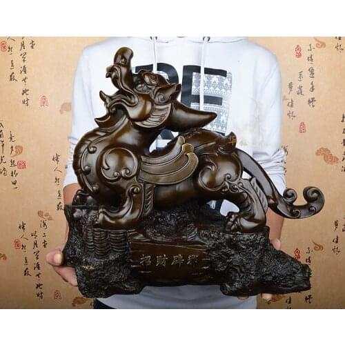 LARGE HOME store shop exorcise evil spirit Money Drawing thriving business Lucky ZHAO CAI dragon PI XIU FENG SHUI bronze statue