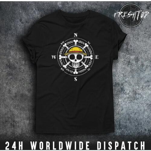 One Piece T Shirt Compass Skull Logo Monkey D. Luffy Roronoa Zoro Nami Usopp