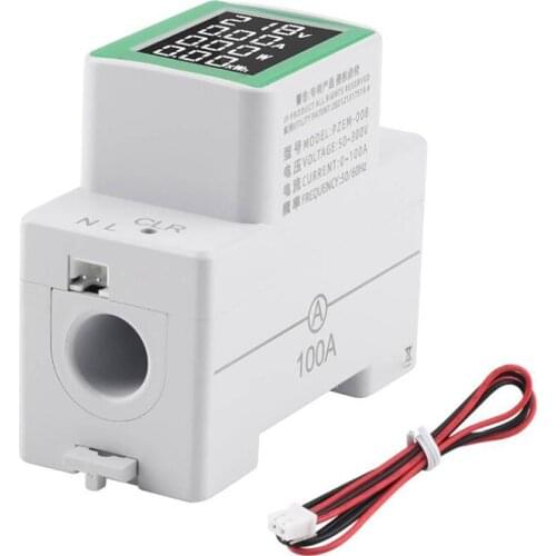 Digital Display Multi-Function Rail Meter Voltage And Current Meter AC50-300V/100A Electric Quantity Power Tester