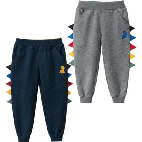 Korean Style Childrens Clothes 2021 Spring New Baby Boy Trousers Kids Cartoon Dinosaur Leggings Boys Sports Cotton Long Pants
