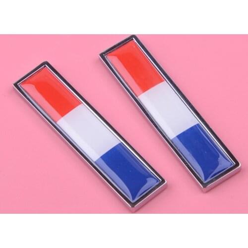 DWCX 2pcs Universal Alloy French Flag 3D Decorative Sticker Badge Decal Emblem Logo Signs Decoration Car Styling