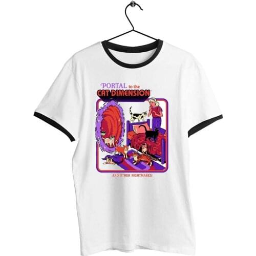 Unisex Men Women T Shirt Portal To The Cat Dimension Funny Dark Humor Sarcasm Artwork Printed Tee