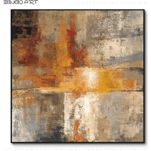 Artist Hand-painted High Quality Orange Yellow Abstract Oil Painting Beautiful Fine Art Abstract Oil Painting for Friend Gift