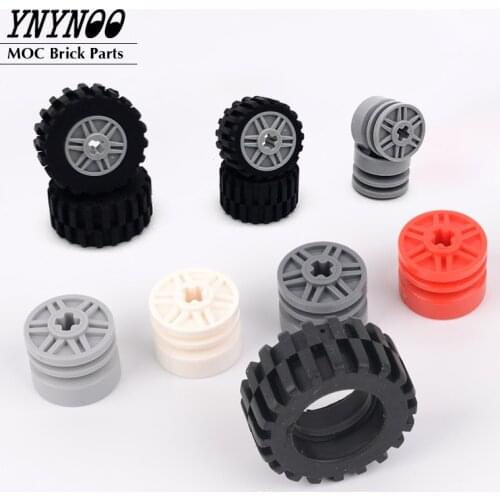 8Pcs/lot 55982 Wheel 18x14 with Axle Hole, Fake Bolts and Shallow Spokes 92402 Tyres 30.4 x14 and 30648 Tyre 24x14 Shallow Tread