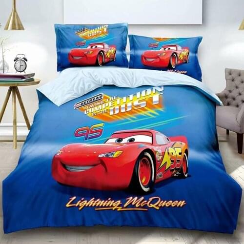 Disney McQueen Car 3D Bedding Set Children Kids Baby Boys Girls Duvet Cover Set Bedroom Bed Linen Home Textiles Decor Twin 1.2m