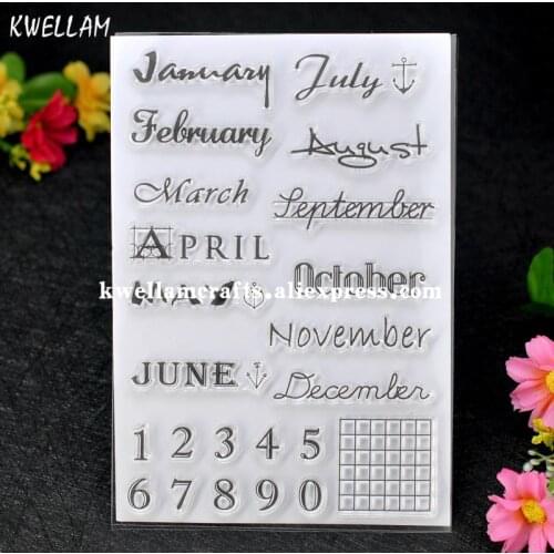 Month January December Numbers 0-9 Scrapbook DIY photo cards account rubber stamp clear stamp transparent stamp 11x16cm 7063008