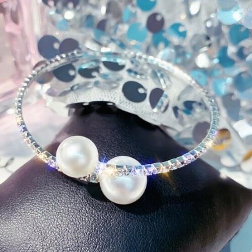 Fashion Trendy Rhinestone New Bangles Jewelry Pearl Bracelets Pearl Jewelry For Women Crystal Bangles & Bracelets Wedding Gifts