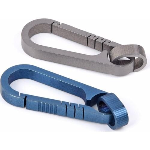 Mens Titanium Alloy Keychains Car Key Waist Keychain Pendant Hanging 55mm Titanium TC4 Keychain Backpack Buckle Grey And Blue