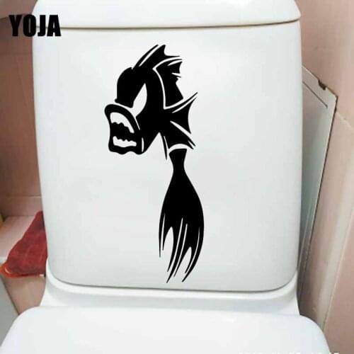 YOJA 9.9X23.6CM Fish Piranha Monster Toilet Seat Decal Wall Sticker Home Decor T5-0426