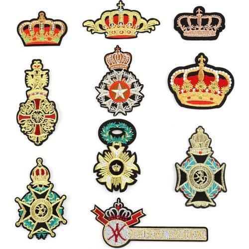 1pcs Crown Theme Embroidered Patches Sew On/Ironing Applique Stickers Badge Accessories Decoration Clothing DIY