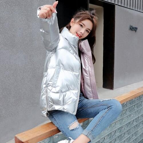 New Fashion Winter Warm Casual Stand-Up collar Women Parkas Glossy Down Jacket Female Short Thick Coats Jacket