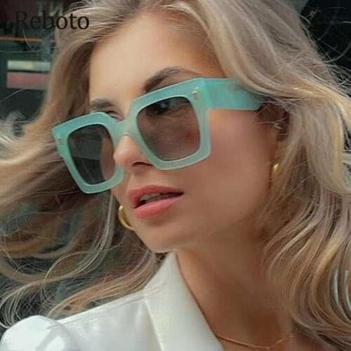 New trends Sunglasses Oversized Square Fashion Brand Designer Clear Blue Sun Glasses Summer High Quality Big Frame Eyewear