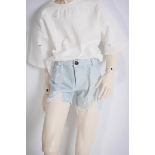 BJD doll clothing is suitable for 1/3 1/4 MSD size ground hole ripped denim hot pants shorts 2 color into doll accessories