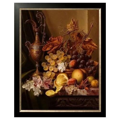 Oneroom Fruit Cross Stitch Kits Crafts Grapes Lemon Peaches 14CT Embroidered Handmade Art DMC Oil Painting Set Wall Home Decor