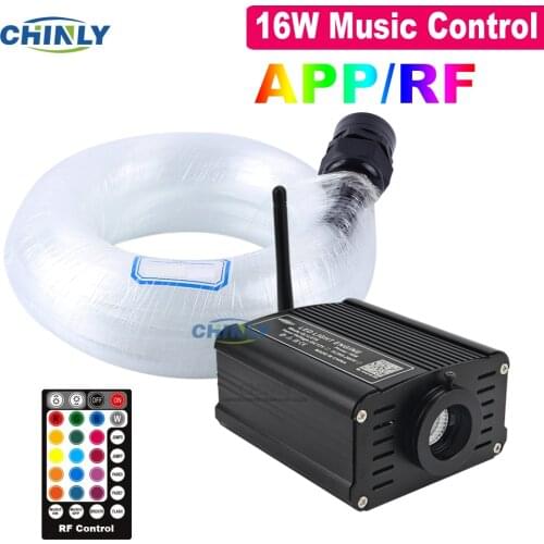 Fiber Optic Light Mobile Phone Control 16W RGBW Ceiling Star Lighting Music Control 2M 5M Mixed Optical Fiber Cable Car Lights