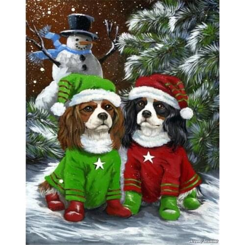 PDMDOG Diamond Painting Christmas Dog Mosaic Diamond Art Snow Embroidery Full Square/Round Drill Home Decorf Gift Handicrafts