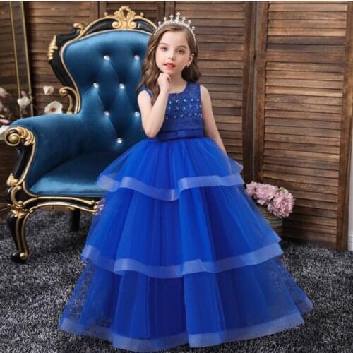 2019 Christmas Girls Maxi Dress Bridesmaid Kids Dresses For Teen Girls Wedding Elegant Party Tutu Frocks 6 8 10 12 14 16 Years