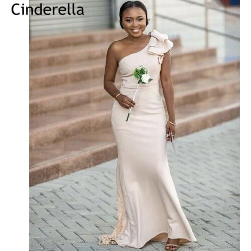 Bridesmaid Dresses Champagne One Shoulder Spandex Satin Lace Mermaid Bridesmaid Dresses With Zipper Back Wedding Party Dresses