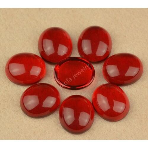 Sale 3x4~13x18mm Dark Red Garnet Color Oval Shape Glass Cabochon Flat Back Bottom Loose Gems Synthetic Glass Stone For Jewelry