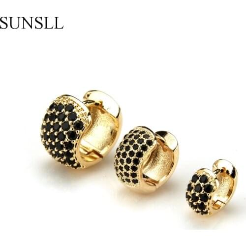 SUNSLL Golden Color Copper Pins Multicolor Cubic Zirconia 3 Size Hoop Earrings Womens Fashion Party Jewelry Cobre CZ Brincos