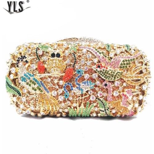 Rhinestone Evening Bridal Purse Wholesale Price Gorgeous Animal Design Crystal Minaudieres Evening Bags Purse Clutch Bag YLS-A24