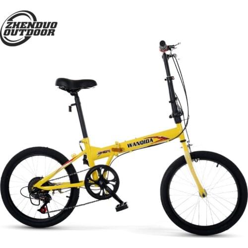 Outdoor 16-inch variable speed folding bicycle high-carbon steel paint frame compact pedal childrens adult bicycle
