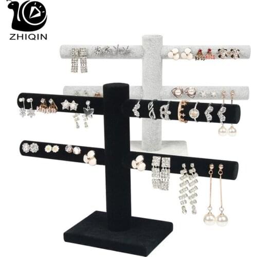 Velvet Rings Earrings Organizer Holder Jewelry Display Stand Ring Storage Rack Jewelry Counter Display Stand Earring Display