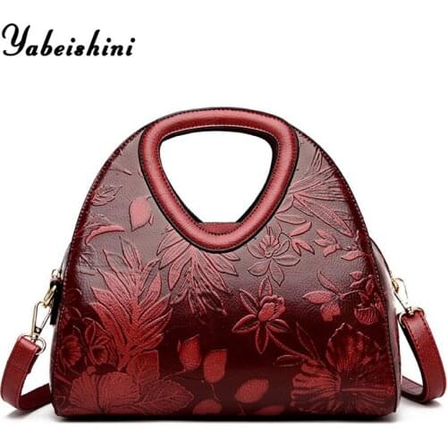 Women Bag Vintage Chinese National Style 3d Flower Women Handbag Floral Embossed Printed Bag for Women Tote Shoulder Crossbody