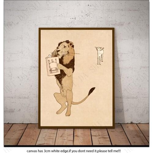 Art Nouveau vintage poster print - Lion and a book (1894) by Edward Penfield