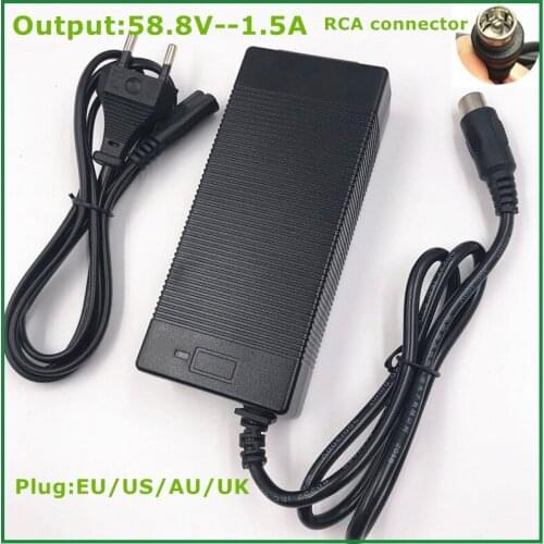58.8V1.5A Charger 58.8v 1.5A Electric Eike Lithium Battery Charger for 48V Li-ion Battery Lithium Battery Pack RCA Connector