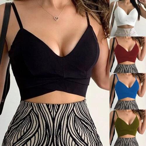 Womens Basic Tank Top, Sexy V Neck Sleeveless Solid Color Stretchy Slim Fit Rib Knit Crop Cami Top 2021 Fashion Tank Tops топ