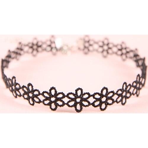 1PCS Women Girls Black Choker Decorative Retro Flower Design Lace Choker Clavicle Necklace Sexy Cosplay Necklace for Party