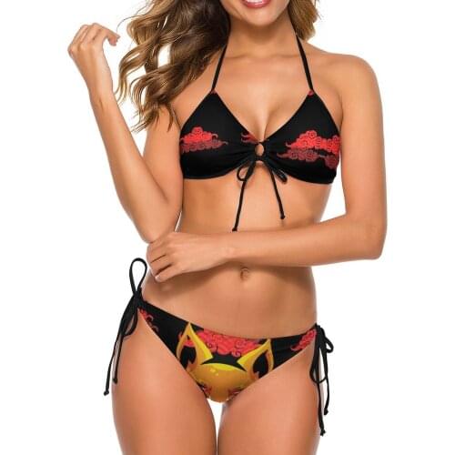 2021 Women Red Cloud Japanese Fox Design Anime Akatsuki Red Cloud Anime Bikini Swimsuit Sexy Women Swimsuit One Piece Womens T