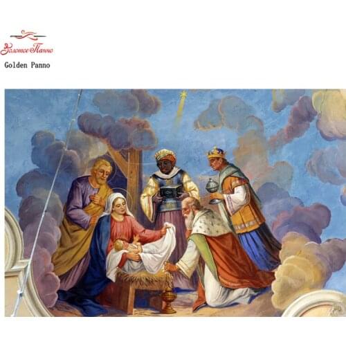 Golden Panno,diamond painting 5D Diy full square Religion Diamond embroidery Kiss kids painting Mosaic picture by rhinestones