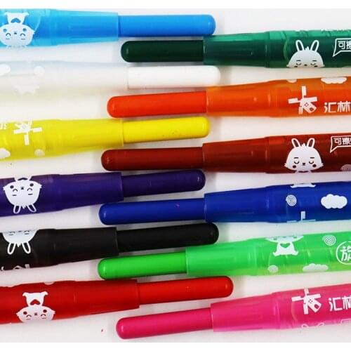 12/18/24/36PCS Watercolor Doodle Painting Pencil Children Drawing Crayons Student Oil Paint Brush Erasable Rotating Crayon