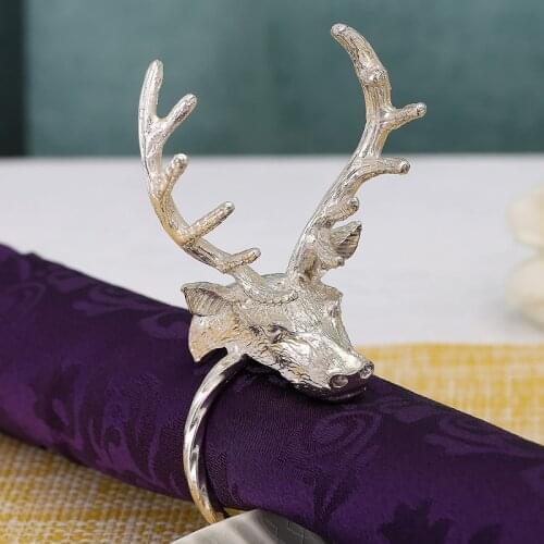 8pcs Metal napkin circle Christmas deer napkin ring Hotel set deer head cloth circle napkin buckle