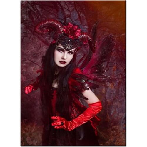DIY Diamond Mosaic Halloween Gothic Red Woman 5D Diamond Painting Kit Full Square Round Diamond Embroidery skull flower A553