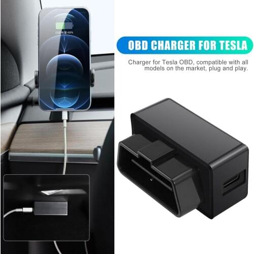 Auto OBD Mobile Phone Charger Main Driving Dual USB Port 5V/2.1A Smart Phone Hidden Fast Charge Car Accessories For Model3/Y/X