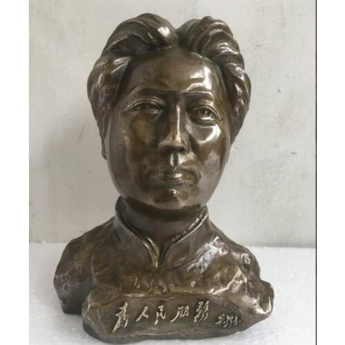 Free shipping S0524 8" Chinese Copper leader Theorist revolutionist Mao Ze Dong Head Bust Statue Discount 35