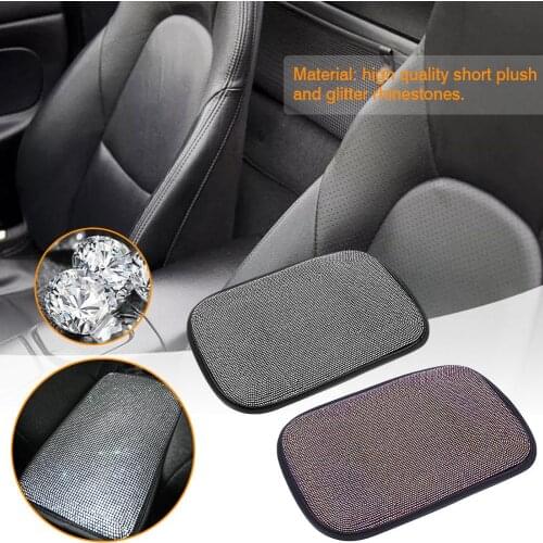 Car Armrest Cover Rhinestone Bling Auto Center Console Protective Cushion Pad For Women Girl