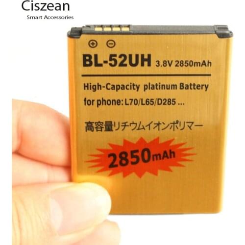 Ciszean 1x 2850mAh BL-52UH Gold Battery For LG L70 L65 D285 D320 D325 D329 VS876 D280 D320N Lucid 3 H443 Escape 2 Spirit H422